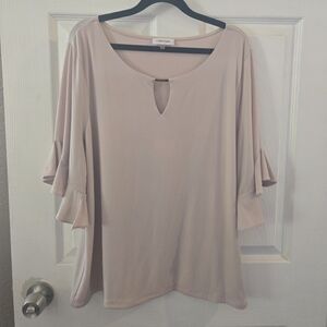 Calvin Klein Women's Ruffle Sleeve Keyhole Top